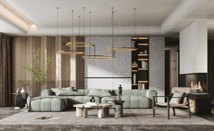 现代简约高级感新中式复古风客厅