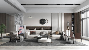 现代简约高级感新中式复古风客厅