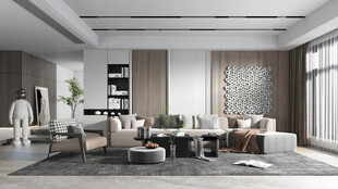 现代简约高级感新中式复古风客厅