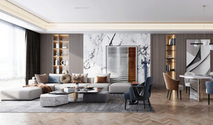 现代简约高级感新中式复古风客厅