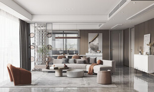 现代简约高级感新中式复古风客厅