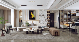 现代简约高级感新中式复古风客厅