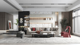 现代简约高级感新中式复古风客厅