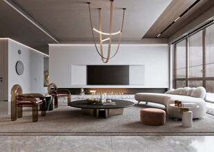 现代简约高级感新中式复古风客厅