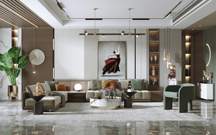 现代简约高级感新中式复古风客厅