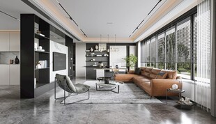 现代简约高级感新中式复古风客厅