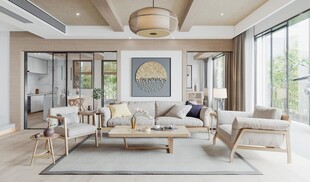 日式家居北欧室内装修原木风客厅