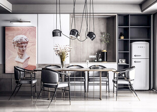 日式家居北欧圆桌装修原木风餐厅