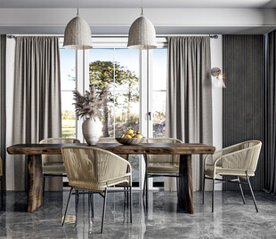 日式家居北欧圆桌装修原木风餐厅