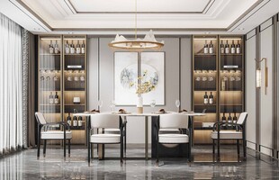 新中式家居装修复古风餐厅餐边柜