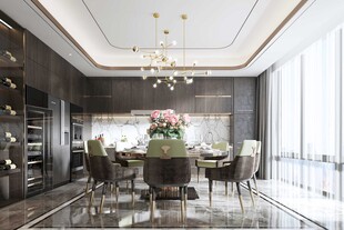 新中式家居装修复古风餐厅餐边柜