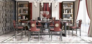 新中式家居装修复古风餐厅餐边柜