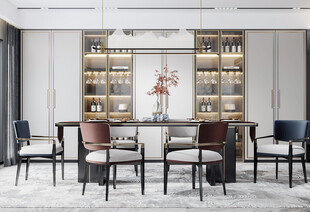 新中式家居装修复古风餐厅餐边柜