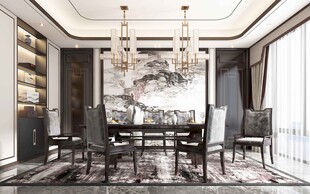 新中式家居装修复古风餐厅餐边柜