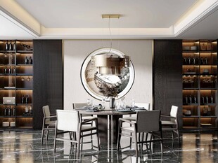 新中式家居装修复古风餐厅餐边柜