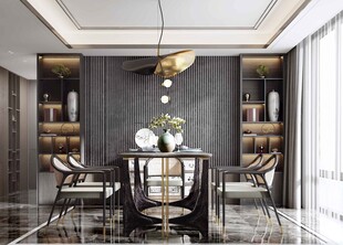 新中式家居装修复古风餐厅餐边柜