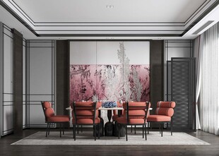 新中式家居装修复古风餐厅餐边柜