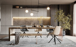 现代简约极简风格餐厅圆桌餐边柜