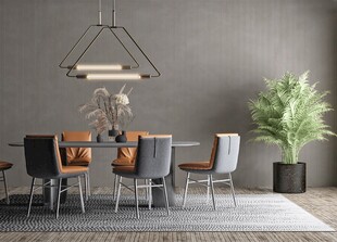 现代简约极简风格餐厅圆桌餐边柜