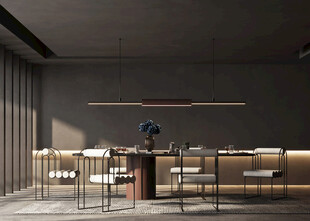 现代简约极简风格餐厅圆桌餐边柜