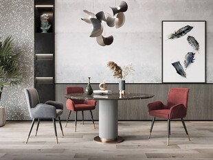 现代简约极简风格餐厅圆桌餐边柜