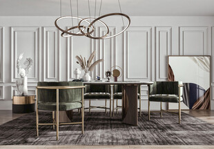 现代简约极简风格餐厅圆桌餐边柜