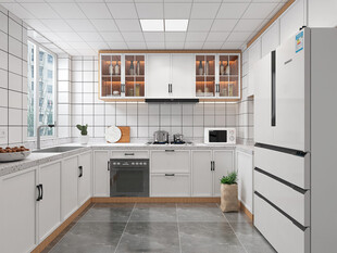 北欧厨房家居装修餐厅圆桌餐边柜