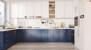 北欧厨房家居装修餐厅圆桌餐边柜