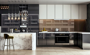 北欧厨房家居装修餐厅圆桌餐边柜