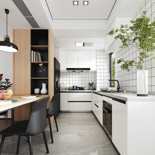 北欧厨房家居装修餐厅圆桌餐边柜