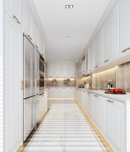 欧美厨房家居装修餐厅圆桌餐边柜