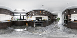 新中式厨房家装修餐厅复古餐边柜