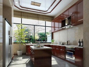 新中式厨房家装修餐厅复古餐边柜