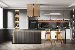 现代简约极简风高级感厨房餐厅柜