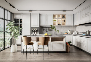 现代简约极简风高级感厨房餐厅柜