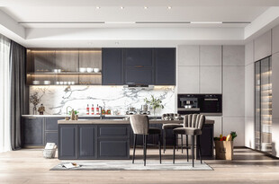 现代简约极简风高级感厨房餐厅柜