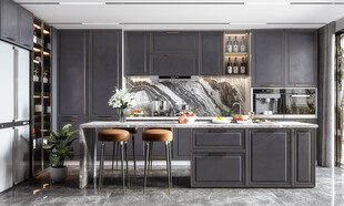 现代简约极简风高级感厨房餐厅柜