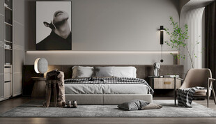 柜子硬装设计装修饰卧室软装现代