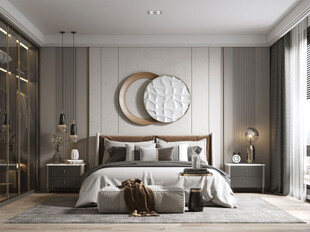 柜子硬装设计装修饰卧室软装现代