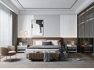 柜子硬装设计装修饰卧室软装现代