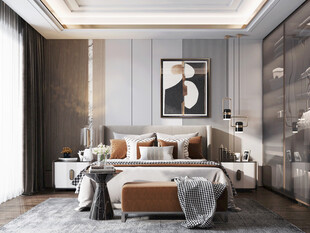 柜子硬装设计装修饰卧室软装现代