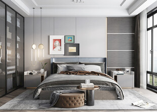 柜子硬装设计装修饰卧室软装现代