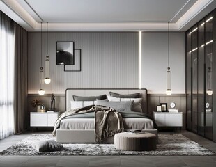 柜子硬装设计装修饰卧室软装现代