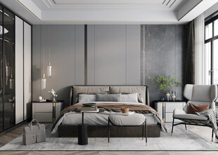 柜子硬装设计装修饰卧室软装现代