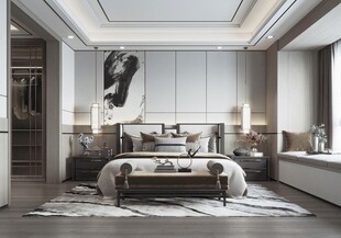 柜子硬装设计装修饰卧室软装现代