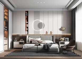 柜子硬装设计装修饰卧室软装现代