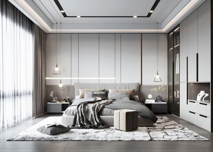 柜子硬装设计装修饰卧室软装现代