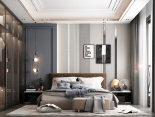 柜子硬装设计装修饰卧室软装现代