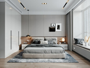 柜子硬装设计装修饰卧室软装现代