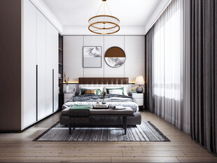 柜子硬装设计装修饰卧室软装现代